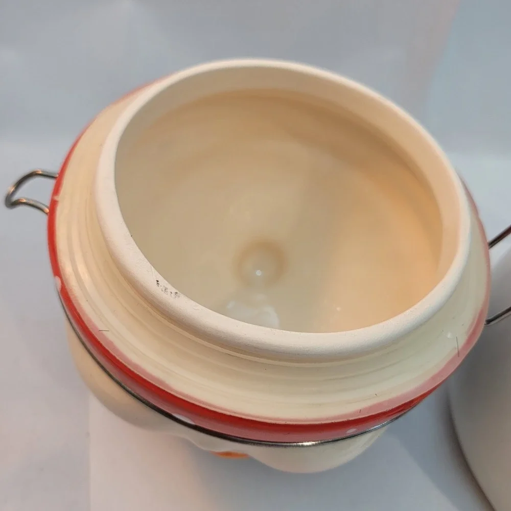 ConAgra Foods‎ Snowman Ceramic Cookie Jar Canister Blue Hat Red Scarf Hinge Lid